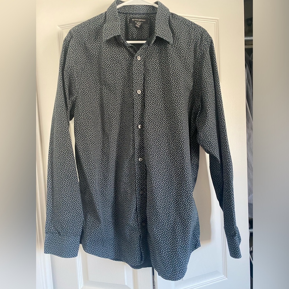 Men's Navy Patterned Button down Slim Fit Shirt